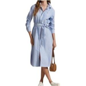 NWT Polo Ralph Lauren Womens Belted Cotton Oxford Shirtdress Size 4 MSRP $198.00